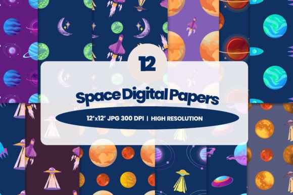 12 Space Digital Papers Pattern: Creative Galaxy-Inspired Backgrounds for Every Project