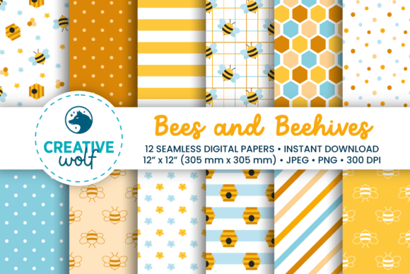 Bees and Beehives Seamless Digital Paper: A Creative Designer’s Essential Resource
