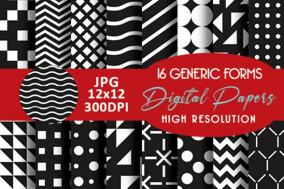 Black and White Geometric Shapes Pattern