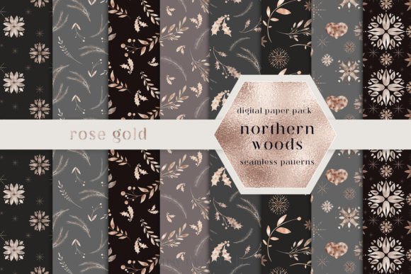Christmas Winter Rose Gold Papers Pack: Elevating Festive Design with Timeless Elegance