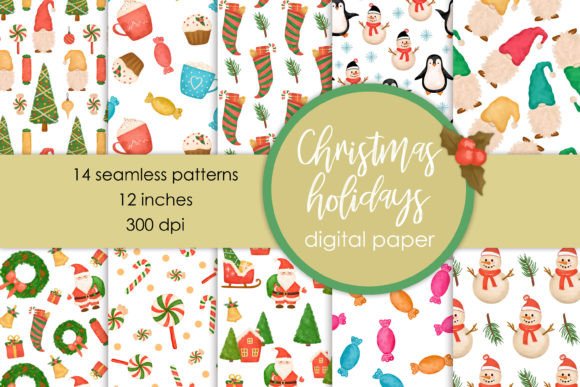 Cute Christmas Digital Paper & Patterns