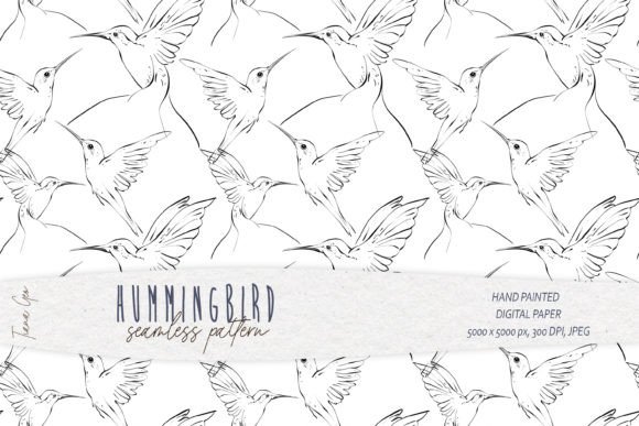 Hummingbird Seamless Pattern - 1 Jpeg