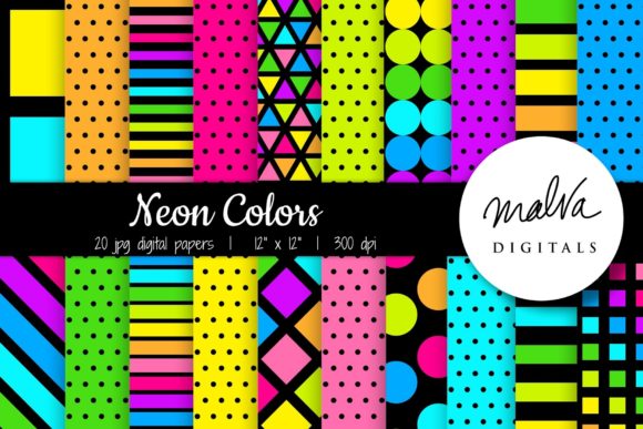 Neon Colors with Black: The High-Impact Digital Paper Collection Redefining Creative Versatility