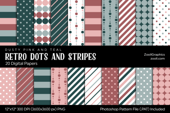 Retro Dots and Stripes Digital Papers: A Versatile Resource for Creative Workflow Integration