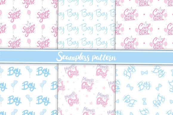 Seamless Pattern Baby Boy or Girl