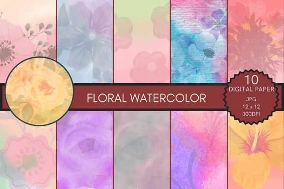 Seamless Pattern Floral Watercolor