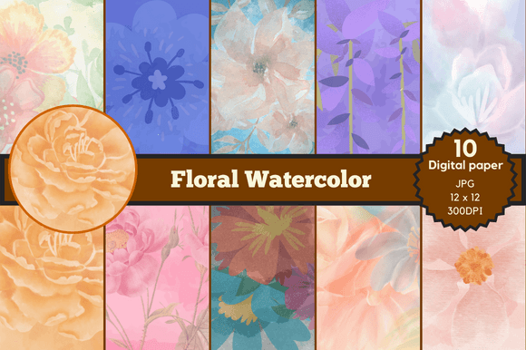 Seamless Pattern Flowers Watercolor
