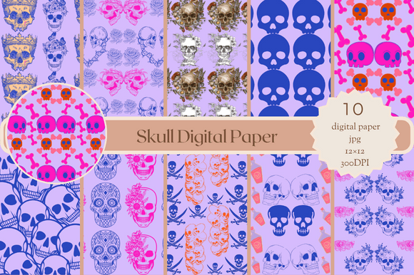 Skull: A Versatile Halloween Digital Paper Collection for Creative Professionals and Hobbyists