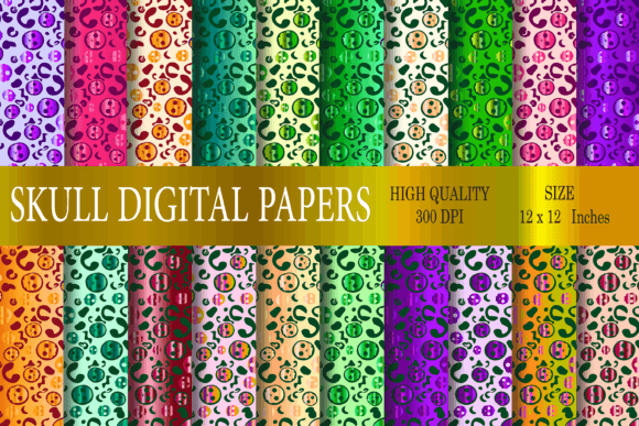 Skulls Digital Paper, Skull Leopard: Seamless Texture Patterns for Real Creative Workflows