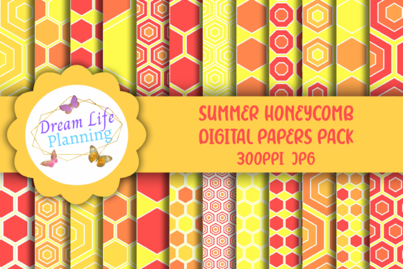 Summer Honeycomb Digital Paper Pack: Bright, Bold & Perfect for Creative Projects