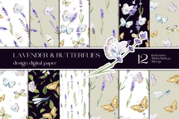 Watercolor Lavender Digital Paper Pack