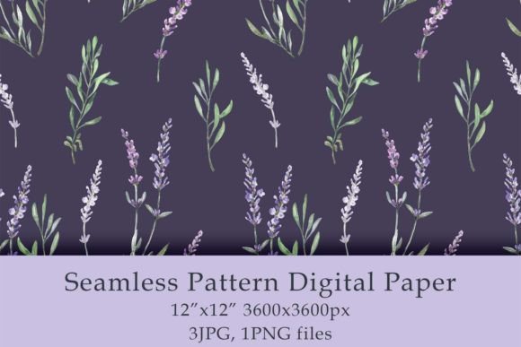 Watercolor Lavender Seamless Pattern